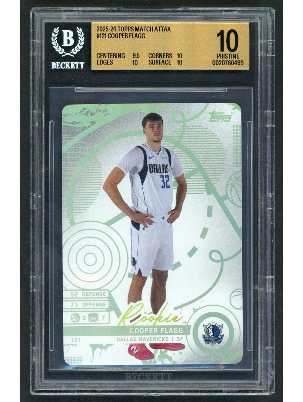 2025 Topps Match Attax #121 Cooper Flagg Rookie (RC) ROY Graded BGS 10 Pristine